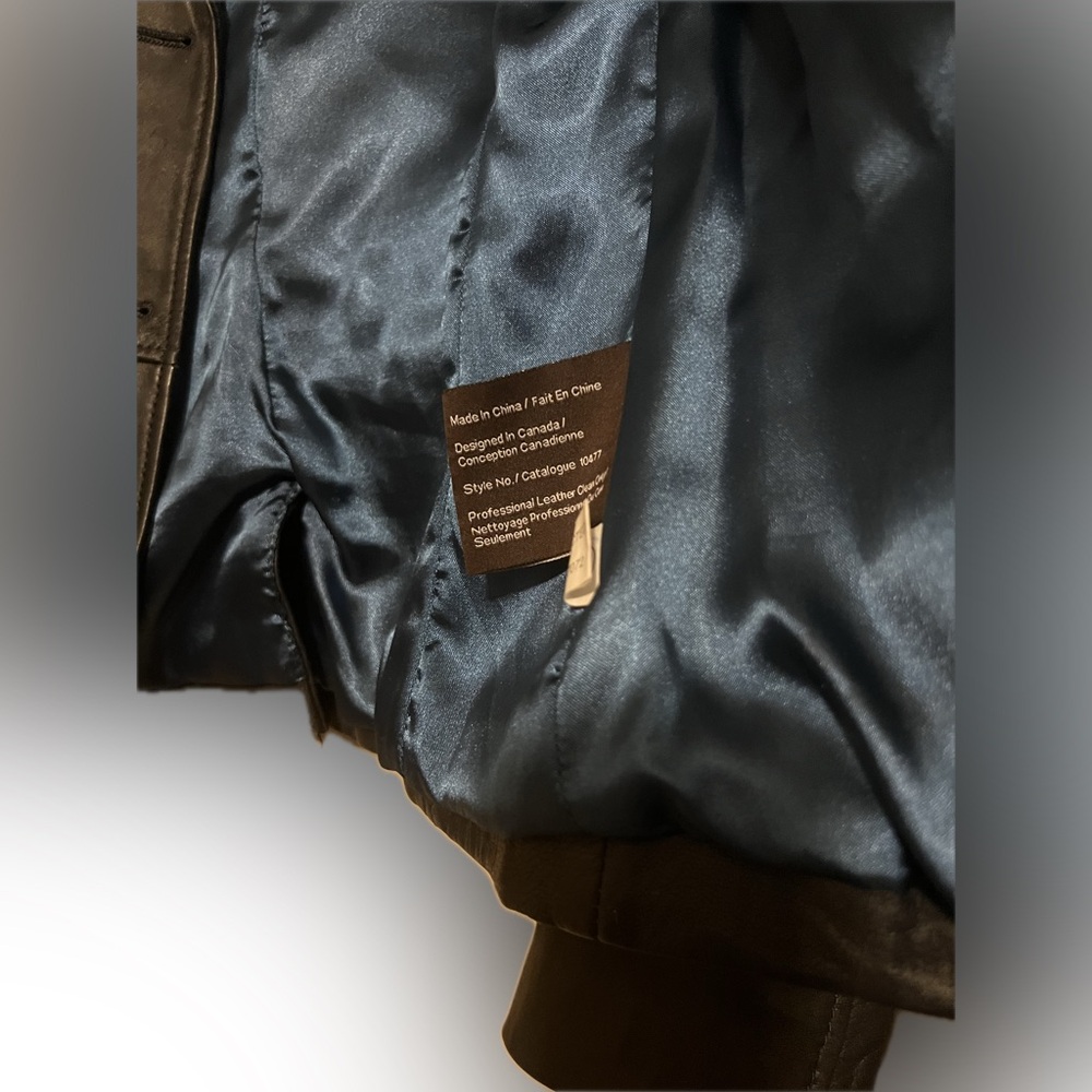 Danier Black Leather Jacket with Blue Lining - Picture 6 of 6